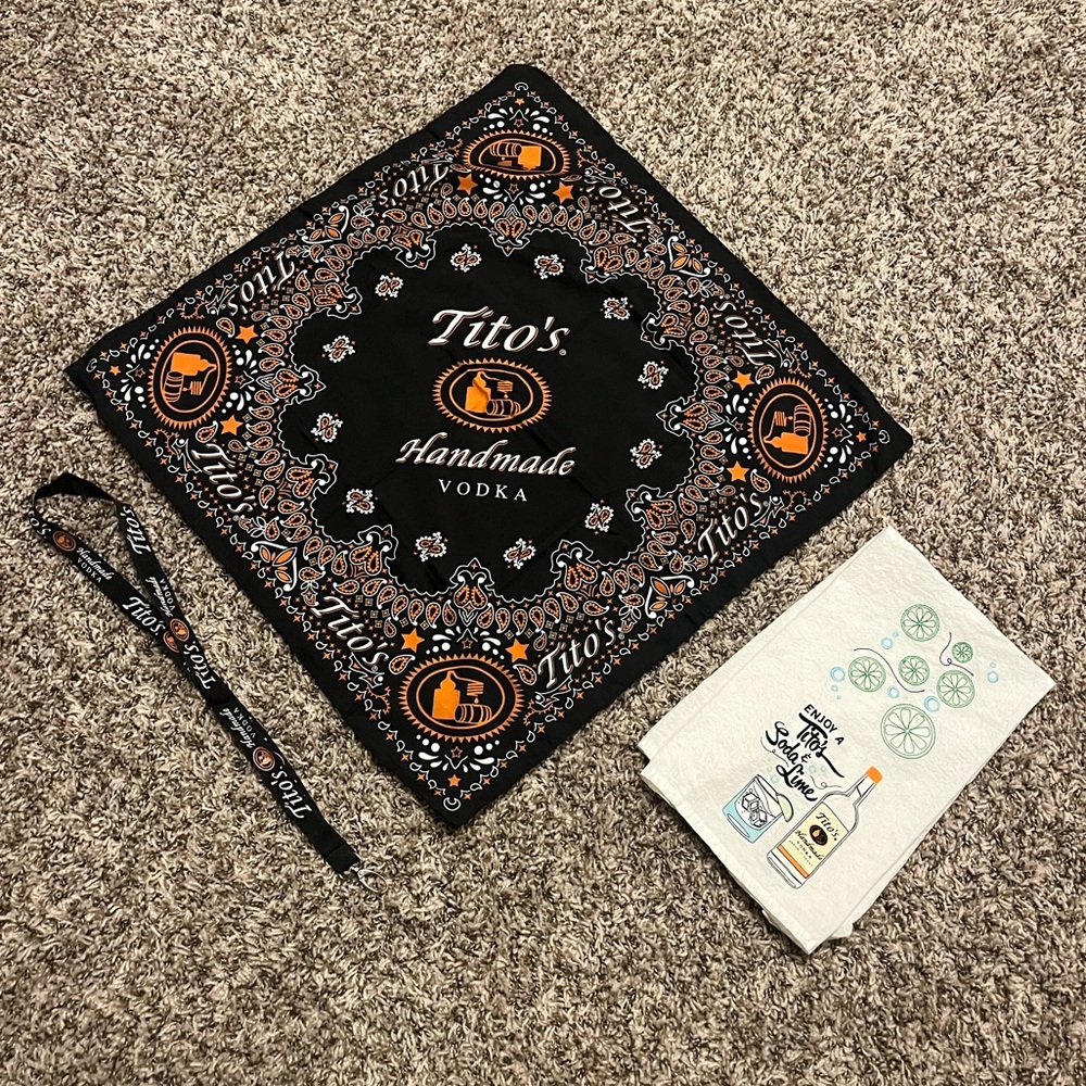 Tito's Handmade Vodka Merch Set (lanyard, bandana, hand towel)